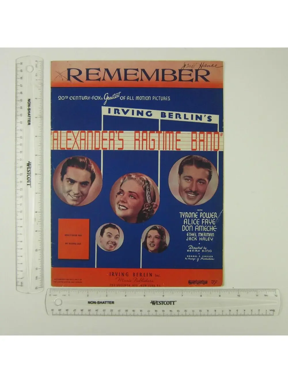 Sheet Music Remember Alexander's Ragtime Band Irving Berlin Antique 1925 RARE